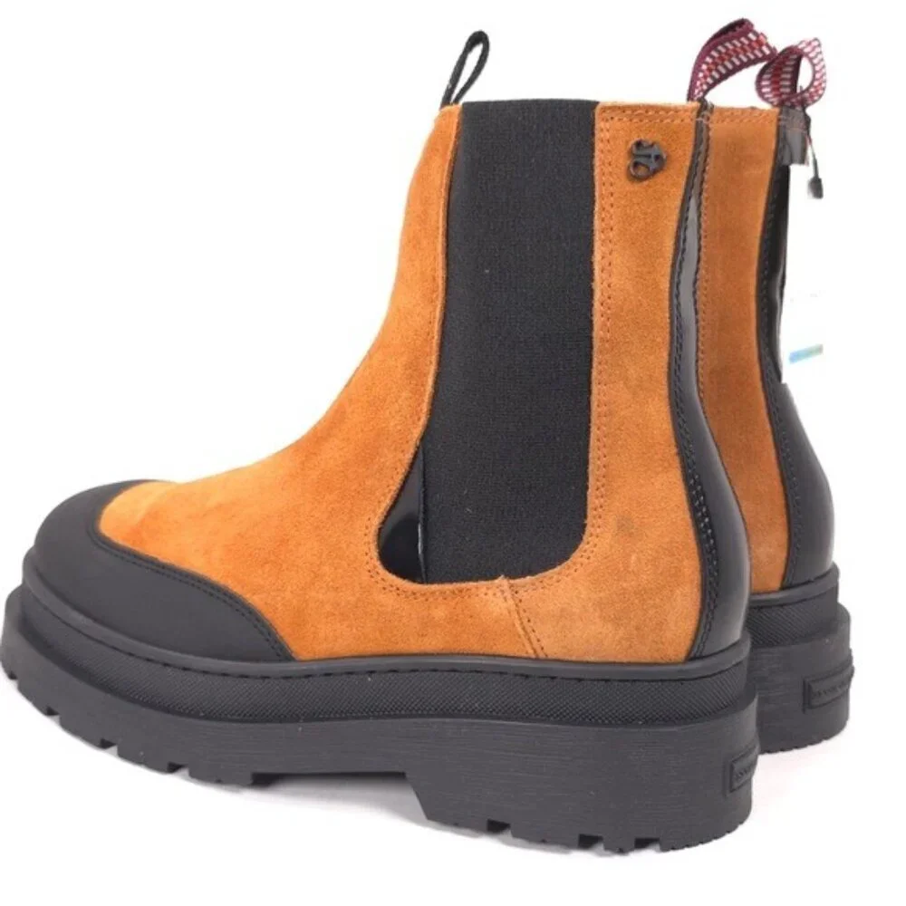 NWB SCOTCH & SODA Aubri Chelsea Boot Leather Suede Cognac Size 39 Women 25751275